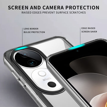 Kapa Warrior Acrylic Clear Back Cover For Vivo V31 (5G) | Slim Shockproof [Military Grade Protection] Hybrid Bumper Case (Clear Sides)