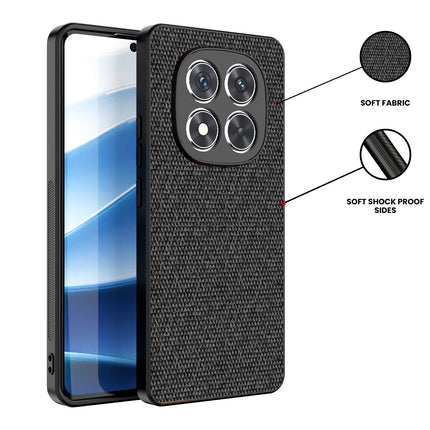 Kapa Soft Full Fabric Protective Back Case Cover for Redmi Note 14 Pro Plus | Shockproof Slim Hard Anti Slip Back Case (Black) - Mobizang