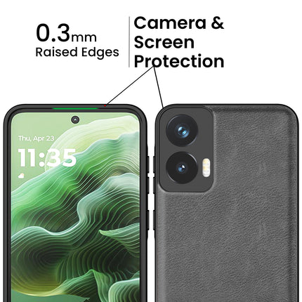 Kapa Tux Leather Back Cover for Moto G35 | Slim Shockproof Camera Protection Bumper Case (Grey)