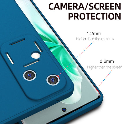 Kapa Matte Protective Lens Flexible Back Cover for Vivo V30 (5G) | Slim Silicone with Soft Lining Shockproof Full Body Bumper Case (Blue)