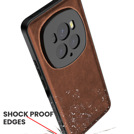 Kapa Tux Leather Back Cover for Honor Magic 6 PRO | Slim Shockproof Camera Protection Bumper Case (Brown) - Mobizang