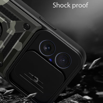 Kapa Tank Back Cover for Apple iPhone 17 | Inbuilt Ring + Slider Shockproof Lens Protection Bumper Back Case (Black)