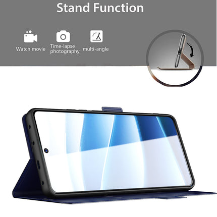 Kapa Noble Slim Magnetic Leather Flip Case Cover for Redmi Note 14 Pro (5G) | Card Holder Stand Flip Wallet Case (Blue) - Mobizang