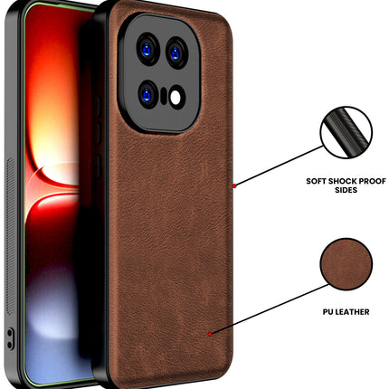 Kapa Tux Leather Back Cover for IQOO 15 5G | Slim Shockproof Camera Protection Bumper Case (Brown) - Mobizang