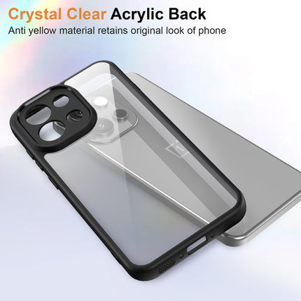 Kapa Hawkeye Clear Slim Tough Back Cover for OnePlus 13S | Camera Lens Protector Anti Yellow Shockproof Clear Hybrid Case Cover (Black) - Mobizang