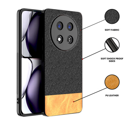 Kapa Soft Fabric & Leather Hybrid Protective Back Cover for Honor X9C 5G | Shockproof Slim Hard Anti Slip Back Case (Black,Brown)