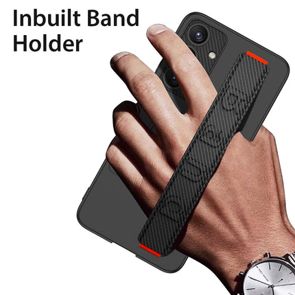 Kapa Ultra Thin Band + Stand Back Case for Samsung S25 Plus | Slim Camera Lens Protection Cover with Kickstand (Black) - Mobizang