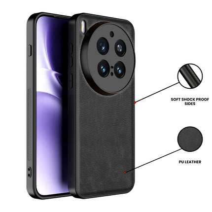 Kapa Tux Leather Back Cover for Vivo X300 Pro 5G | Slim Shockproof Camera Protection Bumper Case (Black)
