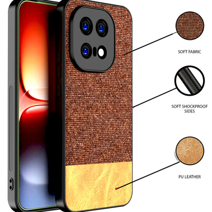 Kapa Soft Fabric & Leather Hybrid Protective Back Cover for IQOO 15 5G | Shockproof Slim Hard Anti Slip Back Case (Brown)
