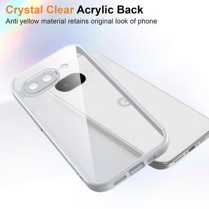 Kapa Hawkeye Clear Slim Tough Back Cover for Google Pixel 9A | Camera Lens Protector Anti Yellow Shockproof Clear Hybrid Case Cover (Grey)
