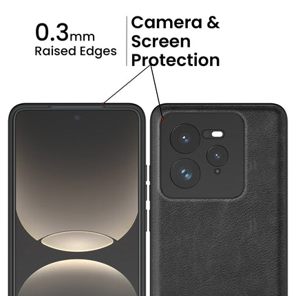 Kapa Tux Leather Back Cover for Realme GT 7 PRO | Slim Shockproof Camera Protection Bumper Case (Black) - Mobizang