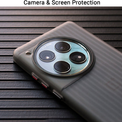 Kapa Wave Frosted Grip Back Cover for OnePlus 12R | Ultra Slim [With Metal Buttons] Matte Finish Back Case (Grey)