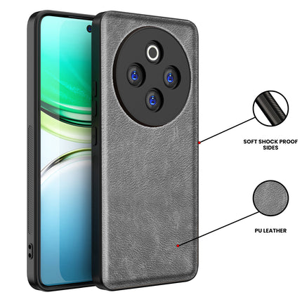 Kapa Tux Leather Back Cover for Iqoo Z10 5G / Vivo T4 5G | Slim Shockproof Camera Protection Bumper Case (Grey)