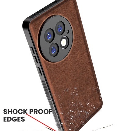 Kapa Tux Leather Back Cover for OnePlus 13 | Slim Shockproof Camera Protection Bumper Case (Brown)
