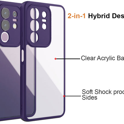 Kapa Hawkeye Clear Back Cover for Vivo T4X 5G | Camera Lens Protector Shockproof Slim Clear Case Cover (Purple Sides) - Mobizang