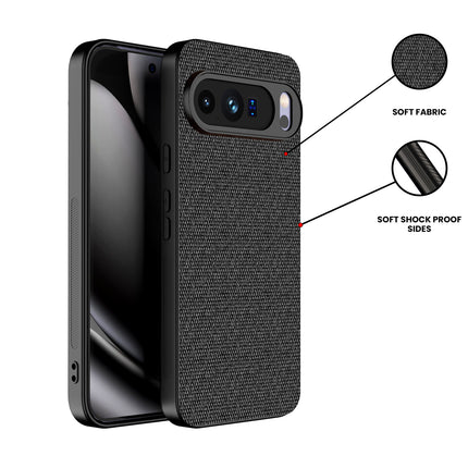 Kapa Soft Full Fabric Protective Back Case Cover for Google Pixel 10 Pro XL | Shockproof Slim Hard Anti Slip Back Case (Black)