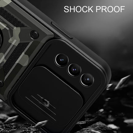 Kapa Tank Back Cover for Samsung Galaxy S24 Ultra | Inbuilt Ring + Slider Shockproof Lens Protection Bumper Back Case (Black)