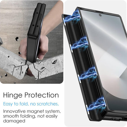 Kapa Magnetic Hinge With Inbuilt Stand Case for Samsung Galaxy Z Fold 6 | Shockproof Stand Hybrid Bumper Back Cover (Black) - Mobizang