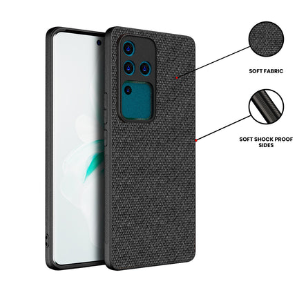 Kapa Soft Full Fabric Protective Back Case Cover for Vivo V30 Pro (5G) | Shockproof Slim Hard Anti Slip Back Case (Black)