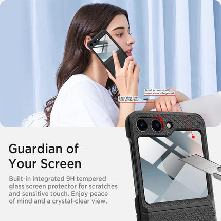 Kapa Textured Grip Hinge Protection Back Cover for Samsung Galaxy Z Flip5 / Z Flip 5 | with [Inbuilt Glass] Full Body Shockproof Hard Back Case (Black)