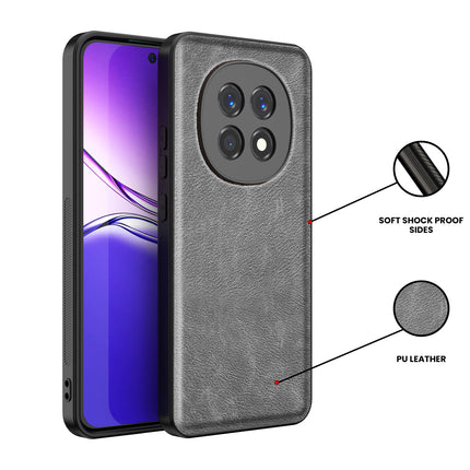 Kapa Tux Leather Back Cover for Oppo F29 5G | Slim Shockproof Camera Protection Bumper Case (Grey) - Mobizang
