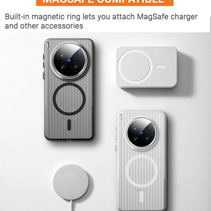 Kapa Wave Magnetic Frosted Grip Back Cover for Vivo X200 Ultra | [MagSafe Compatible] Wireless charging, Slim, Metal Buttons Matte Finish Back Case (White) - Mobizang