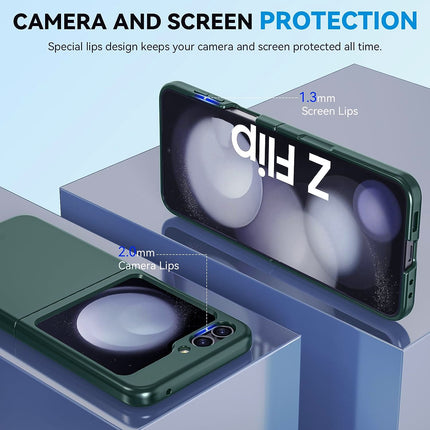 Kapa Ultra Thin Back Case for Samsung Galaxy Flip6 / Z Flip 6 | With [Inbuilt Glass]  Full Body Protection Hard Back Cover (Green)