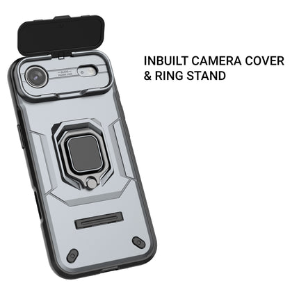 Kapa Armor Slider Back Cover for Apple iPhone 17 Air | Inbuilt Ring + Camera Slider Shockproof Lens Protection Bumper Back Case (Grey)