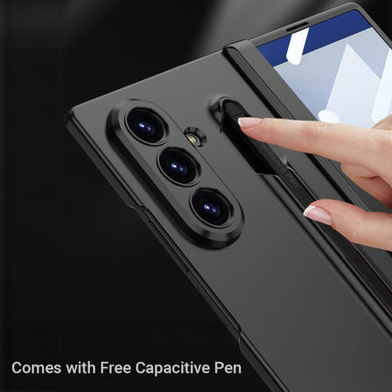 Kapa Contrast Magnetic Hinge Case for Samsung Galaxy Z Fold 7 | Inbuilt S-Pen Holder Slim Back Cover (Black with Black Pen)