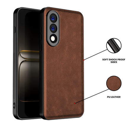 Kapa Tux Leather Back Cover for OnePlus Nord 5 | Slim Shockproof Camera Protection Bumper Case (Brown)