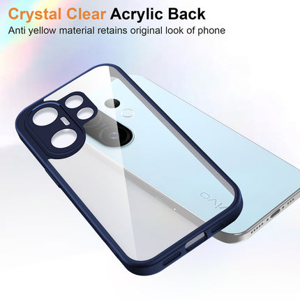 Kapa Hawkeye Clear Slim Tough Back Cover for Vivo X200 FE 5G | Camera Lens Protector Anti Yellow Shockproof Clear Hybrid Case Cover (Blue Sides) - Mobizang