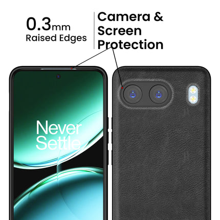 Kapa Tux Leather Back Cover for OnePlus Nord 4 | Slim Shockproof Camera Protection Bumper Case (Black)
