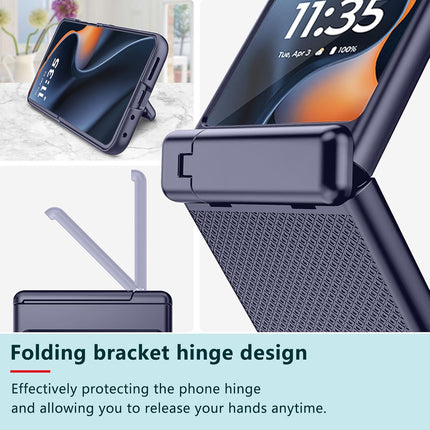 Kapa Textured Grip with Stand Hinge Protection Back Cover for Moto Razr 60 Ultra | with [Inbuilt Glass] Full Body Shockproof Hard Back Case (Blue)