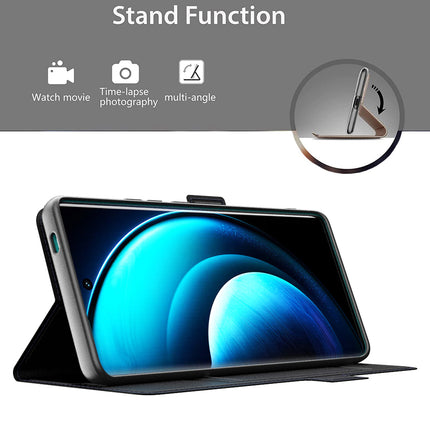 Kapa Noble Slim Magnetic Leather Flip Case Cover for Vivo X100 (5G) | Card Holder Stand Flip Wallet Case (Black) - Mobizang