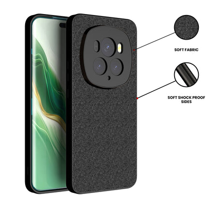 Kapa Soft Full Fabric Protective Back Case Cover for Honor Magic 6 PRO | Shockproof Slim Hard Anti Slip Back Case (Black)