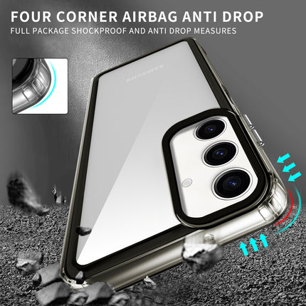 Kapa Warrior Acrylic Clear Back Cover For Samsung Galaxy S24 FE | Slim Shockproof [Military Grade Protection] Hybrid Bumper Case (Grey Sides)