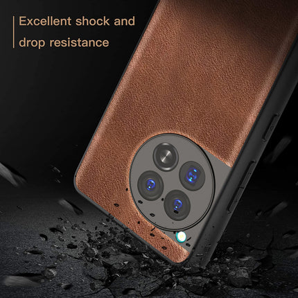 Kapa Tux Leather Back Cover for Oneplus 12 | Slim Shockproof Camera Protection Bumper Case (Brown)