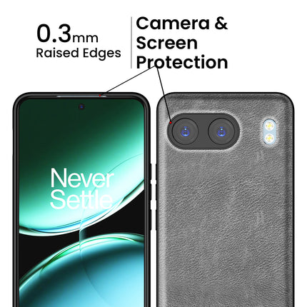 Kapa Tux Leather Back Cover for OnePlus Nord 4 | Slim Shockproof Camera Protection Bumper Case (Grey)