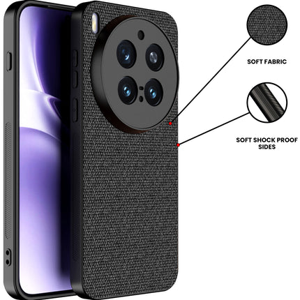 Kapa Soft Full Fabric Protective Back Case Cover for Vivo X300 Pro 5G | Shockproof Slim Hard Anti Slip Back Case (Black)