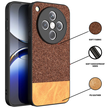Kapa Soft Fabric & Leather Hybrid Protective Back Cover for Oppo Find X8 | Shockproof Slim Hard Anti Slip Back Case (Brown) - Mobizang