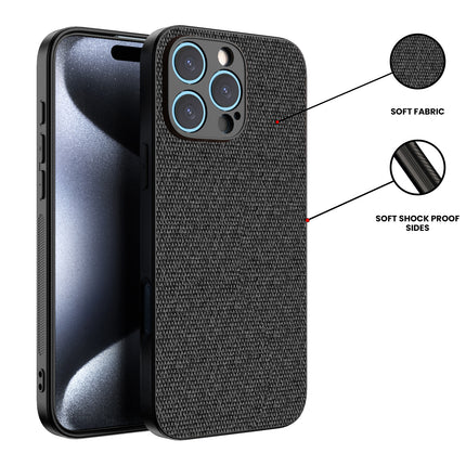 Kapa Soft Full Fabric Protective Back Case Cover for Apple iPhone 16 Pro Max | Shockproof Slim Hard Anti Slip Back Case (Black) - Mobizang