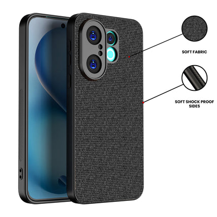 Kapa Soft Full Fabric Protective Back Case Cover for Vivo X200 FE 5G | Shockproof Slim Hard Anti Slip Back Case (Black)