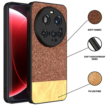 Kapa Soft Fabric & Leather Hybrid Protective Back Cover for Xiaomi 15 Ultra | Shockproof Slim Hard Anti Slip Back Case (Brown) - Mobizang