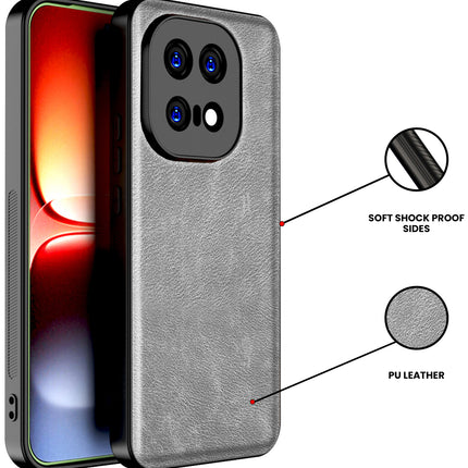 Kapa Tux Leather Back Cover for IQOO 15 5G | Slim Shockproof Camera Protection Bumper Case (Grey)