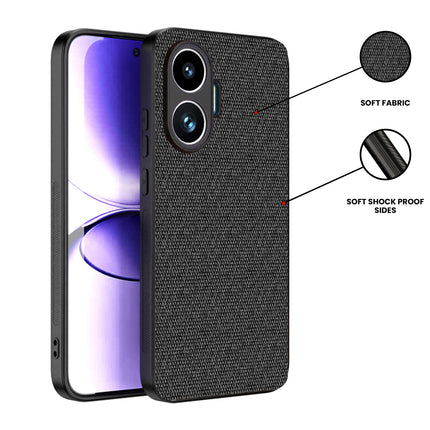Kapa Soft Full Fabric Protective Back Case Cover for Poco F7 5G | Shockproof Slim Hard Anti Slip Back Case (Black) - Mobizang