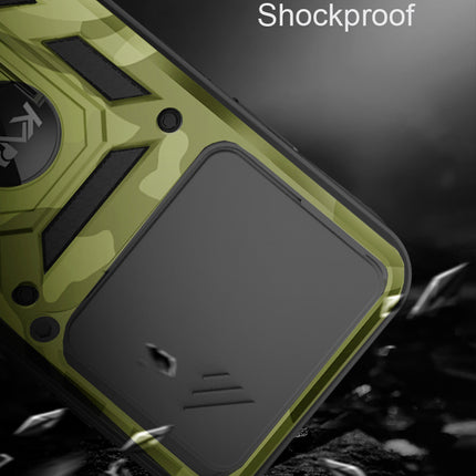 Kapa Tank Back Cover for Redmi Note 14 (5G) | Inbuilt Ring + Slider Shockproof Lens Protection Bumper Back Case (Green) - Mobizang