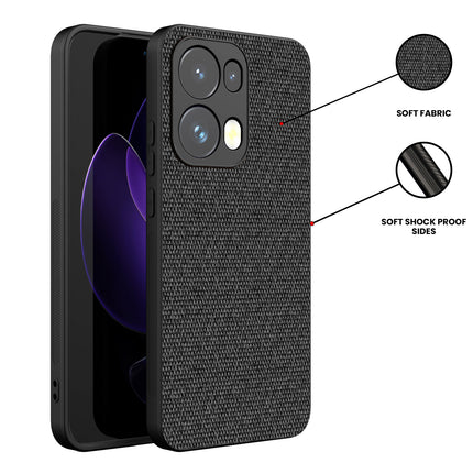 Kapa Soft Full Fabric Protective Back Case Cover for Oppo Reno 13 Pro | Shockproof Slim Hard Anti Slip Back Case (Black)