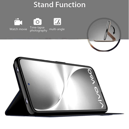 Kapa Noble Slim Magnetic Leather Flip Case Cover for Vivo V60 / V60e / Vivo T4 Pro 5G | Card Holder Stand Flip Wallet Case (Black) - Mobizang