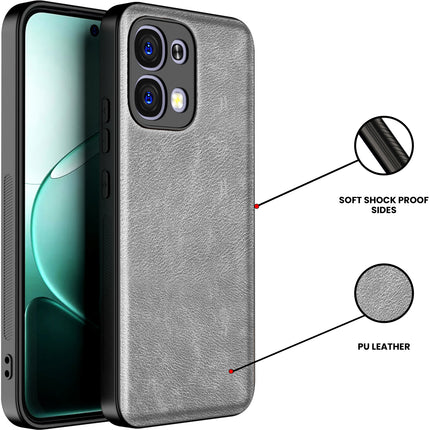 Kapa Tux Leather Back Cover for Oppo F31 5G | Slim Shockproof Camera Protection Bumper Case (Grey) - Mobizang