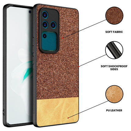 Kapa Soft Fabric & Leather Hybrid Protective Back Cover for Vivo V30 Pro (5G) | Shockproof Slim Hard Anti Slip Back Case (Brown)